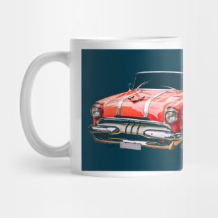 Classic Red Car On Blue Retro Auto Style Wheels Mug